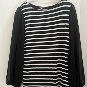 Vince Camuto Black and White Striped Blouse. Size Medium
